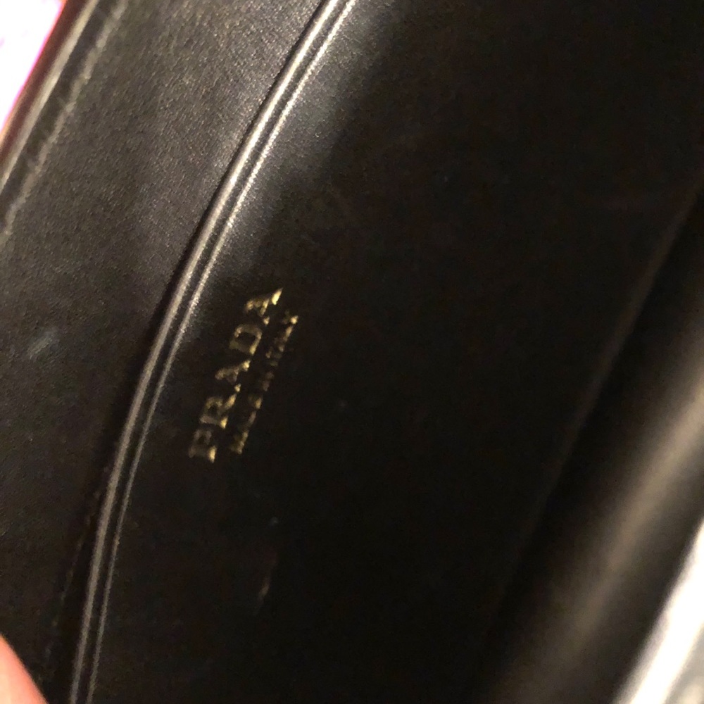 Lack Prada Crossbody with gold logo